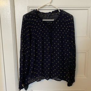 Lucky Brand Sheer Peasant Top L